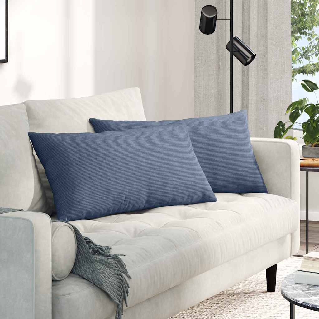 Sofa Kussens 2 stuks Blauw 80 x 40 cm Cordstof is nu te koop bij PeponiXL, paradijselijk wonen!