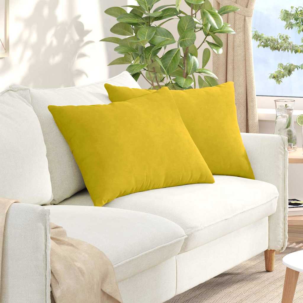 Sofa Kussens 2 stuks Geel 70 x 50 cm Cordstof is nu te koop bij PeponiXL, paradijselijk wonen!