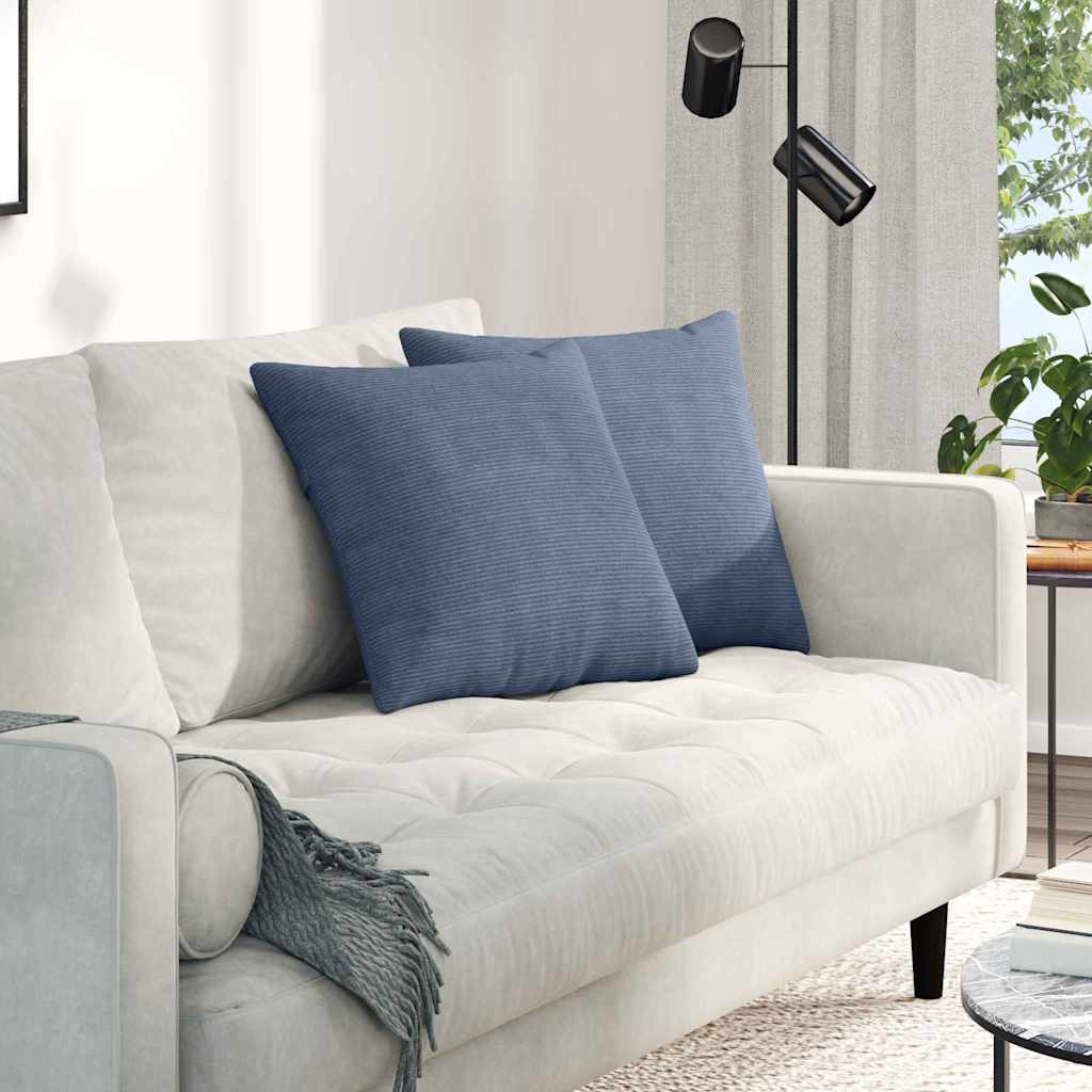 Sofa Kussens 2 stuks Blauw 45 x 45 cm Cordstof is nu te koop bij PeponiXL, paradijselijk wonen!