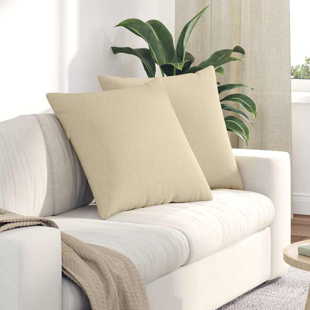 Sofa Kussens 2 pcs Crème 60 x 60 cm Stof is nu te koop bij PeponiXL, paradijselijk wonen!