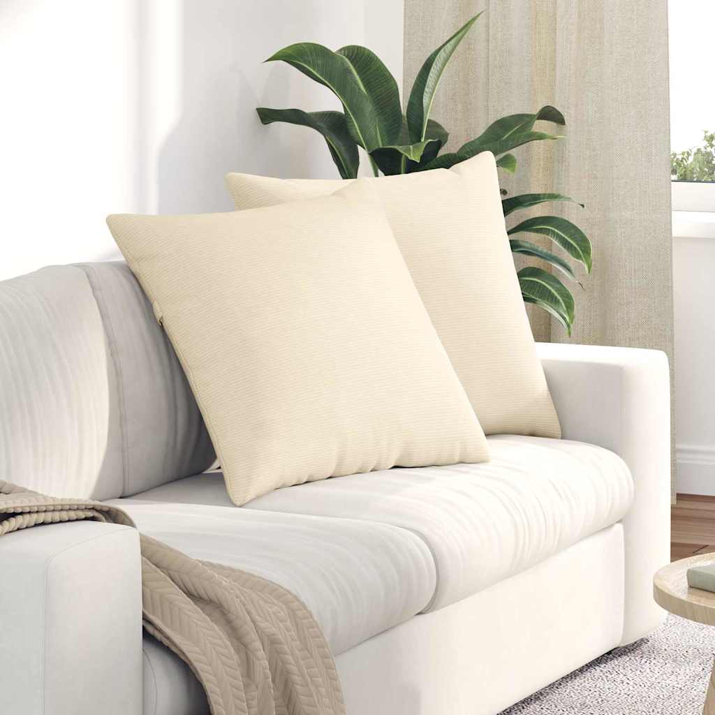 Sofa Kussens 2 stuks Crème 80 x 80 cm Cordstof is nu te koop bij PeponiXL, paradijselijk wonen!