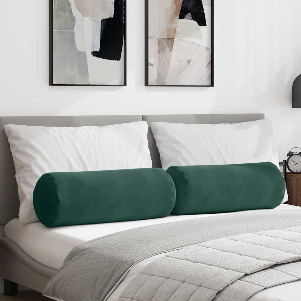 Bolster Kussens 2 stuks Donkergroen Ø 25 x 70 cm Cordstof is nu te koop bij PeponiXL, paradijselijk wonen!