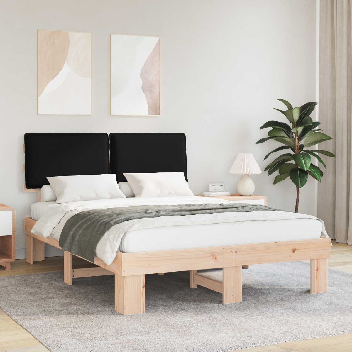 Bedframe met Gevoerd Hoofdgedeelte Zwart 160 x 200 cm is nu te koop bij PeponiXL, paradijselijk wonen!