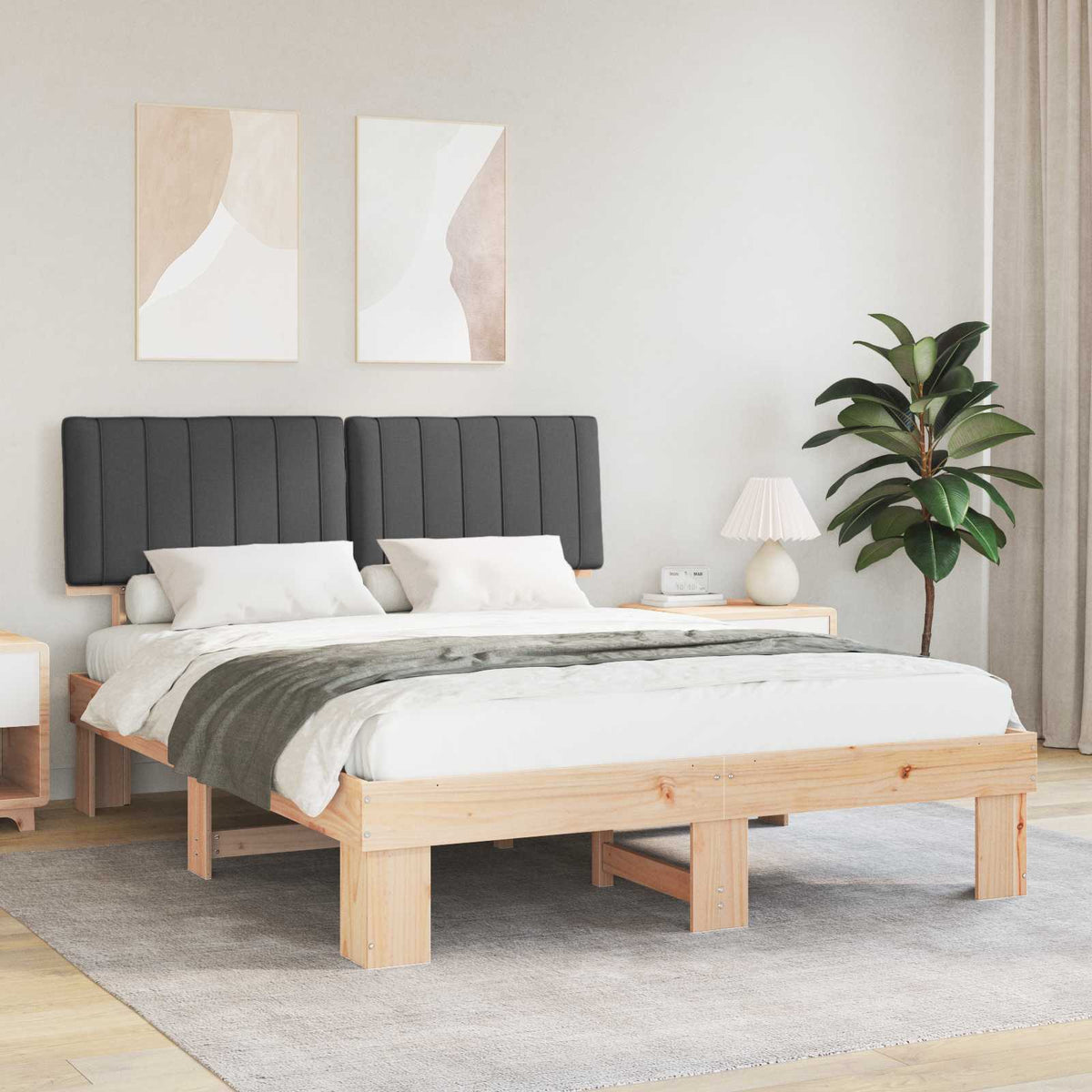 Bedframe met Gevoerd Hoofdgedeelte Donkergrijs 160 x 200 cm is nu te koop bij PeponiXL, paradijselijk wonen!