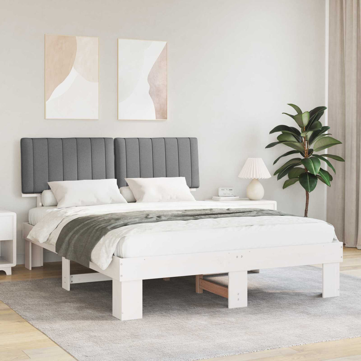 Bedframe met Gevoerd Hoofdgedeelte Lichtgrijs 160 x 200 cm is nu te koop bij PeponiXL, paradijselijk wonen!
