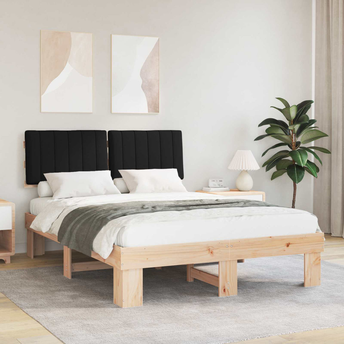 Bedframe met Gevoerd Hoofdgedeelte Zwart 140 x 200 cm is nu te koop bij PeponiXL, paradijselijk wonen!