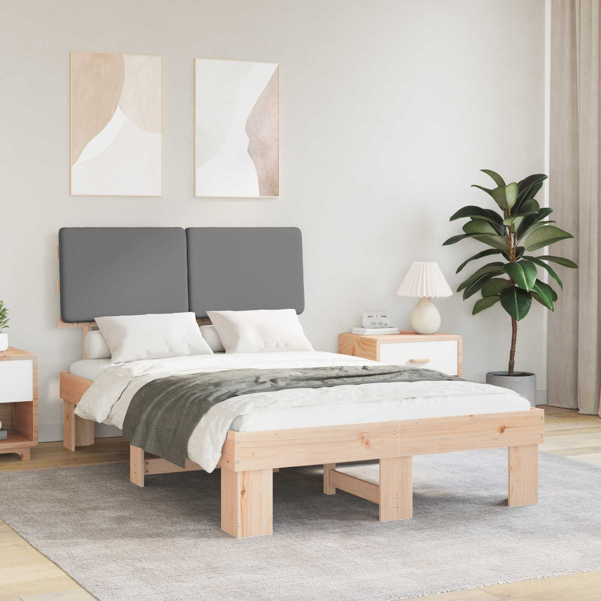 Bedframe met Gevoerd Hoofdgedeelte Lichtgrijs 120 x 200 cm is nu te koop bij PeponiXL, paradijselijk wonen!