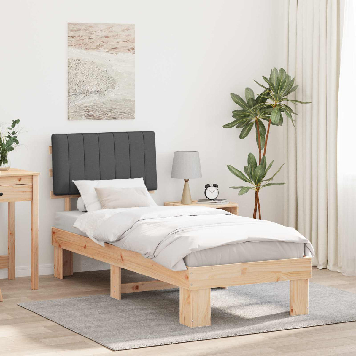 Bedframe met Gevoerd Hoofdgedeelte Donkergrijs 75 x 190 cm is nu te koop bij PeponiXL, paradijselijk wonen!