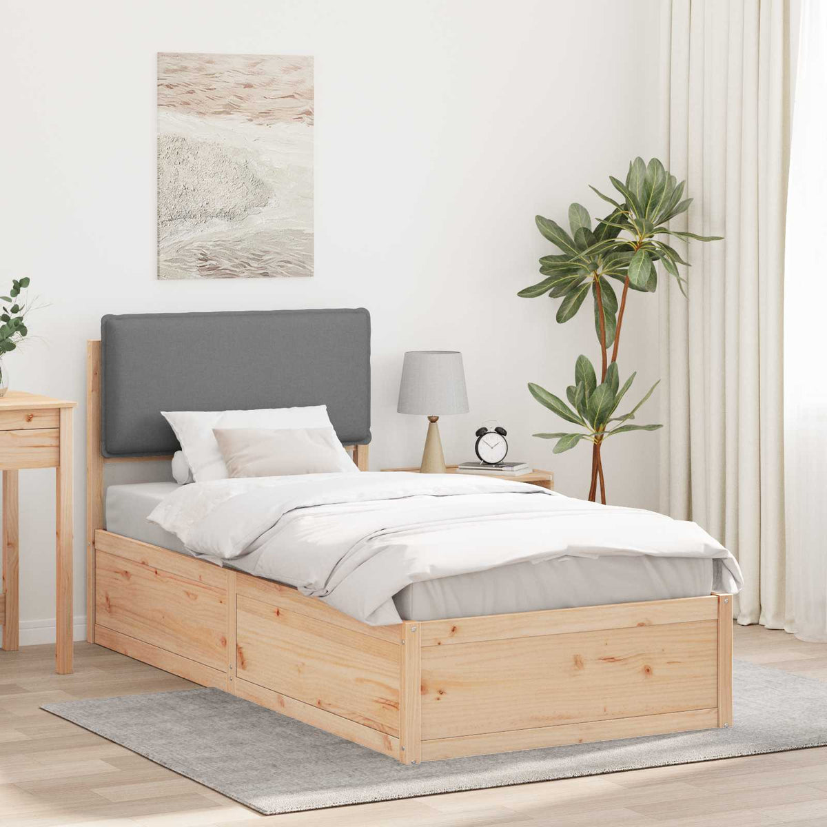 Bedframe met Gevoerd Hoofdgedeelte Lichtgrijs 90 x 190 cm is nu te koop bij PeponiXL, paradijselijk wonen!