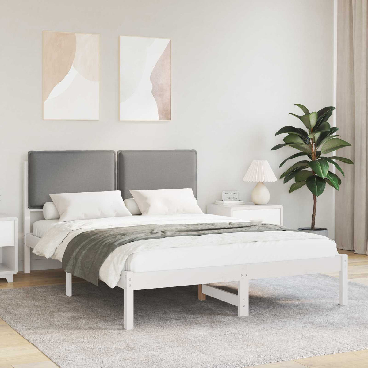 Bedframe met Gevoerd Hoofdgedeelte Lichtgrijs 140 x 190 cm is nu te koop bij PeponiXL, paradijselijk wonen!