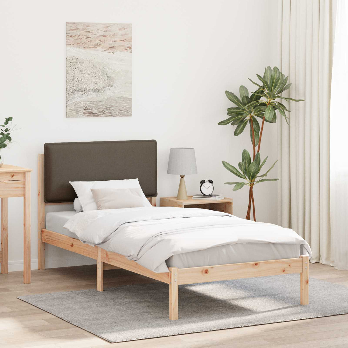 Bedframe met Gevoerd Hoofdgedeelte Taupe 80 x 200 cm is nu te koop bij PeponiXL, paradijselijk wonen!