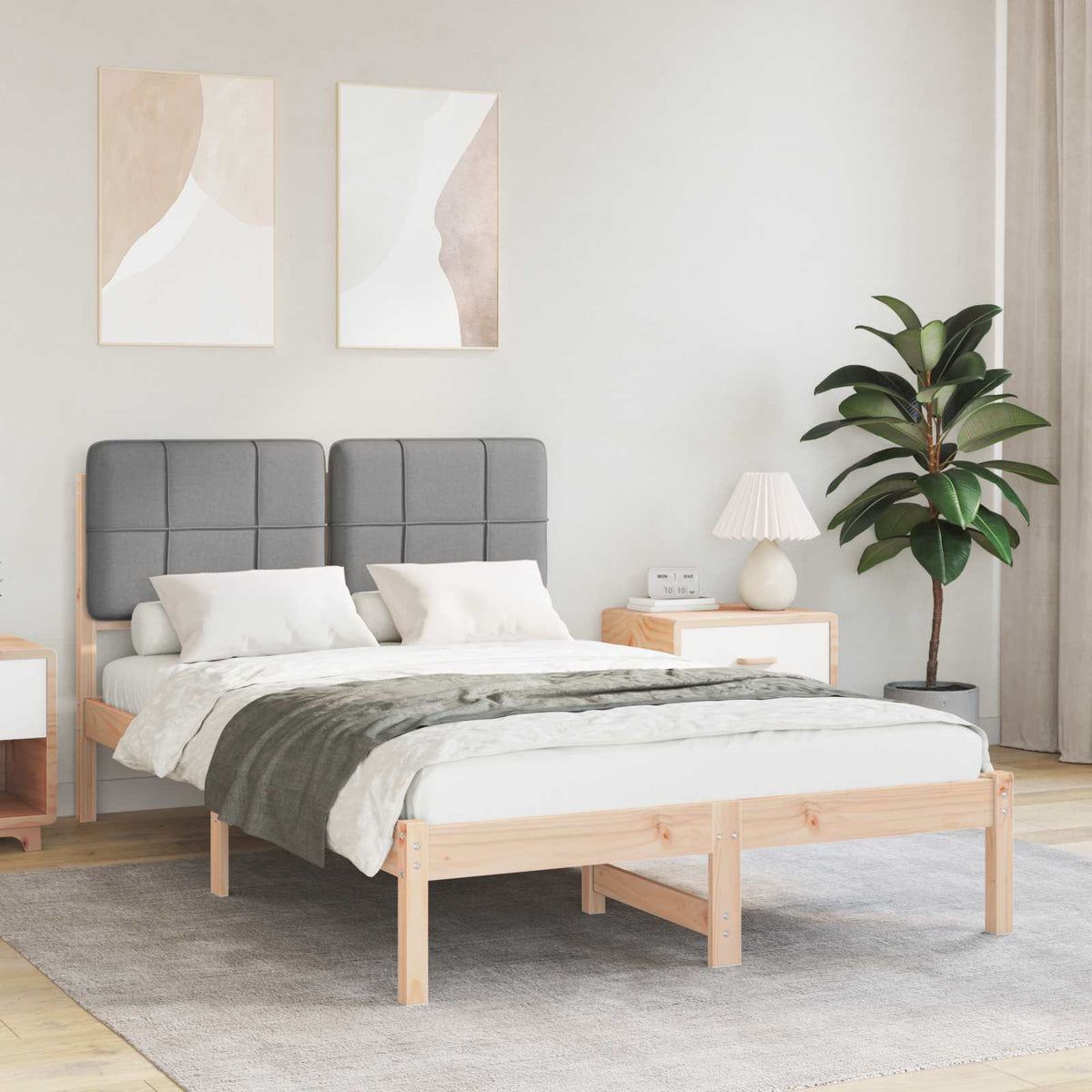 Bedframe met Gevoerd Hoofdgedeelte Lichtgrijs 120 x 190 cm is nu te koop bij PeponiXL, paradijselijk wonen!