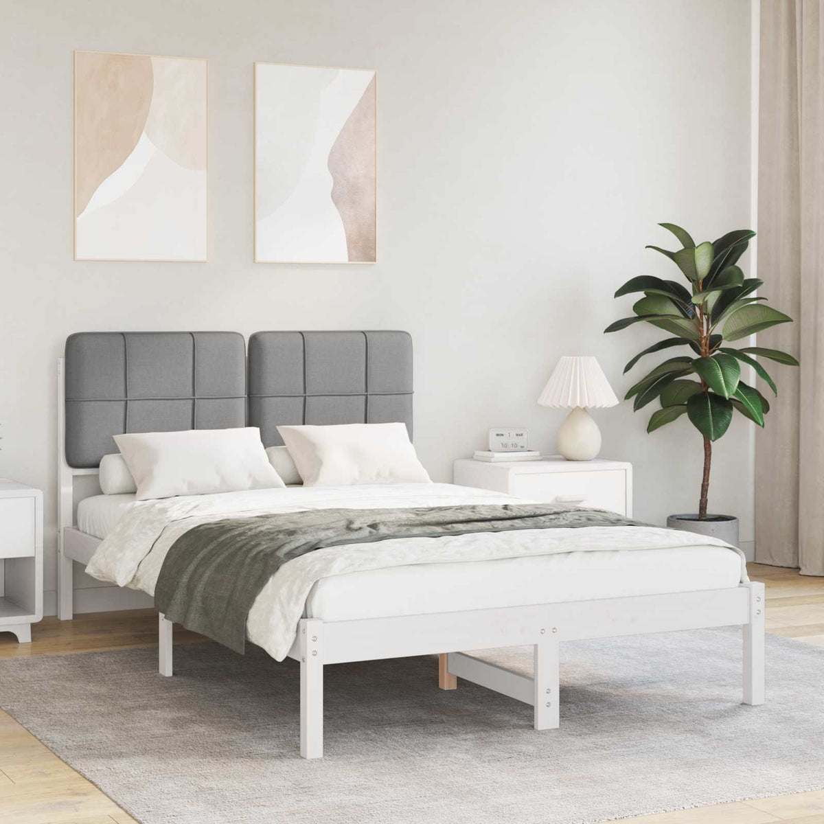 Bedframe met Gevoerd Hoofdgedeelte Lichtgrijs 120 x 190 cm is nu te koop bij PeponiXL, paradijselijk wonen!