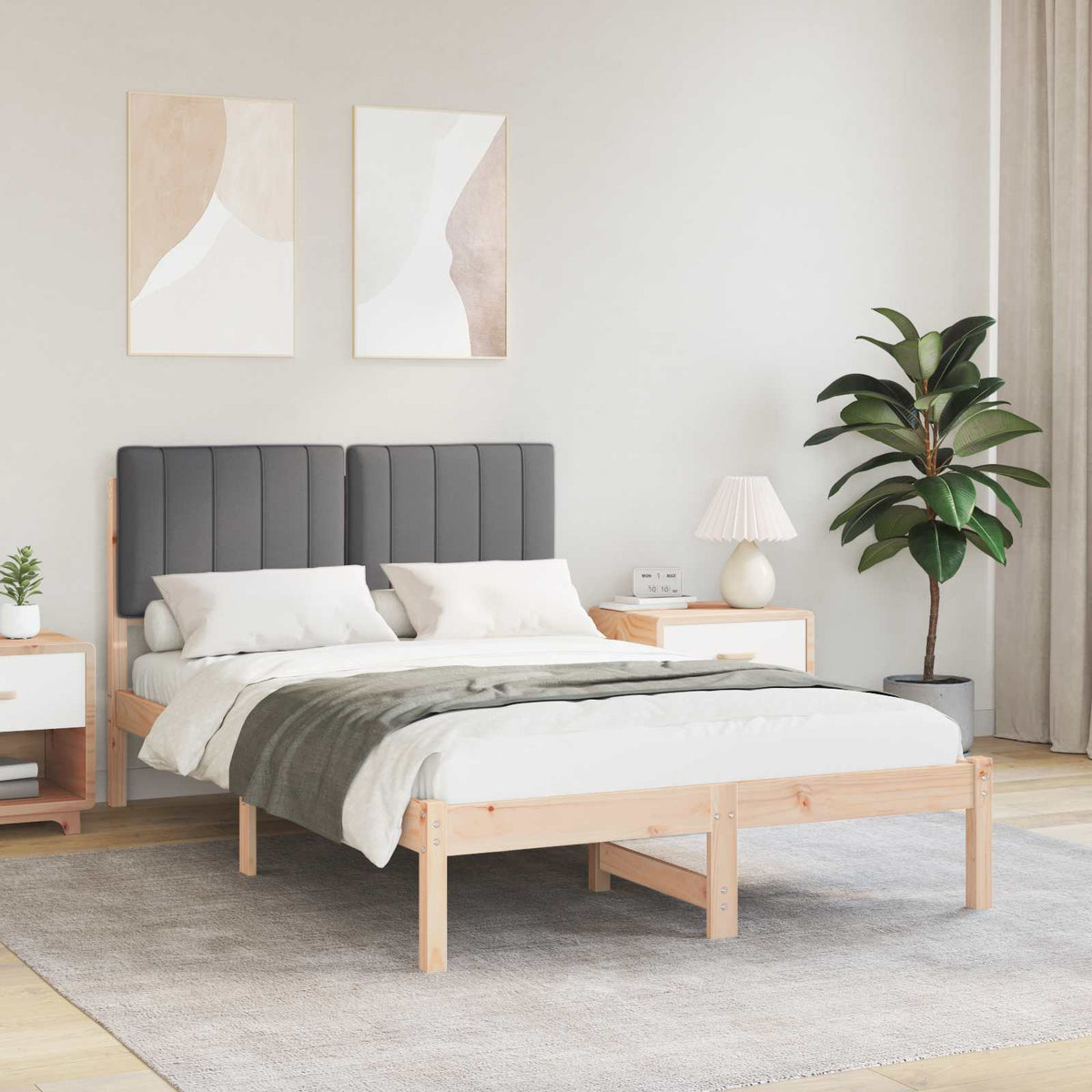 Bedframe met Gevoerd Hoofdgedeelte Donkergrijs 120 x 190 cm is nu te koop bij PeponiXL, paradijselijk wonen!