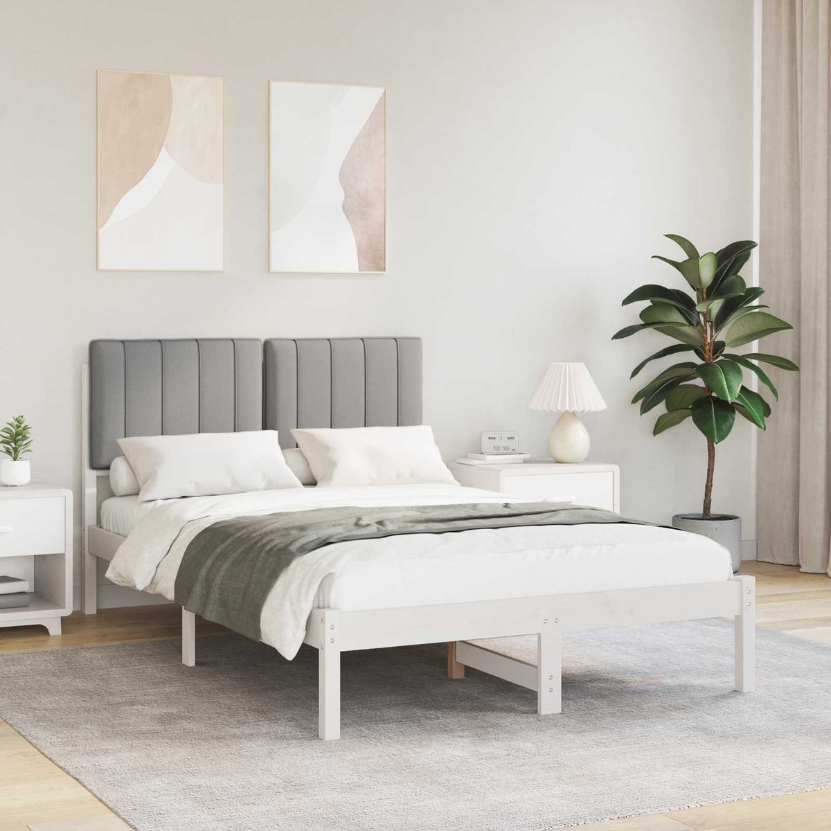 Bedframe met Gevoerd Hoofdgedeelte Lichtgrijs 120 x 190 cm is nu te koop bij PeponiXL, paradijselijk wonen!