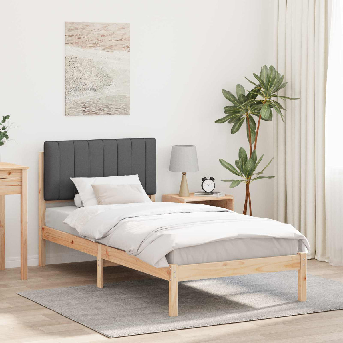 Bedframe met Gevoerd Hoofdgedeelte Donkergrijs 90 x 190 cm is nu te koop bij PeponiXL, paradijselijk wonen!
