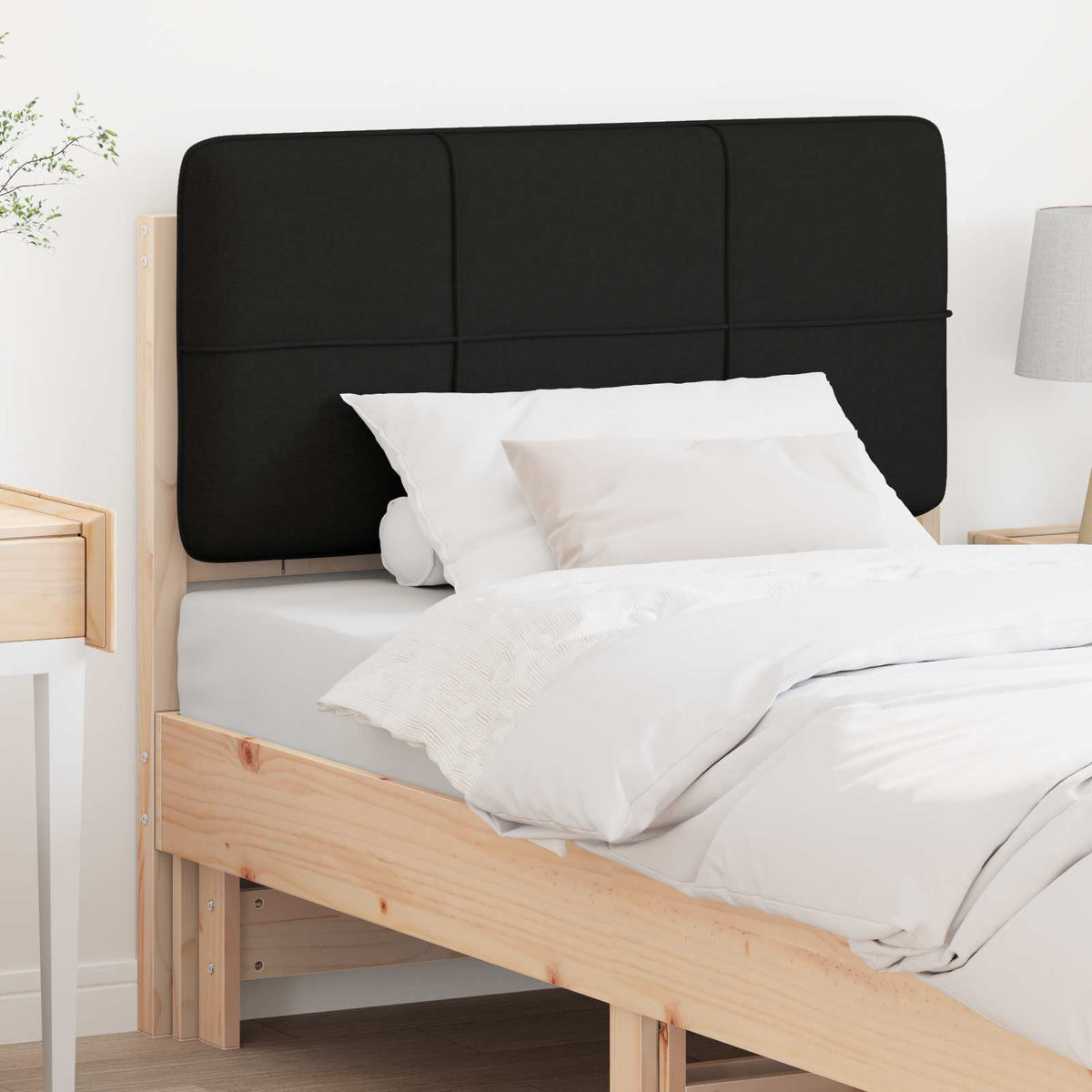 Gestoffeerd hoofdbord Bruin en zwart 100 cm Massief grenenhout is nu te koop bij PeponiXL, paradijselijk wonen!