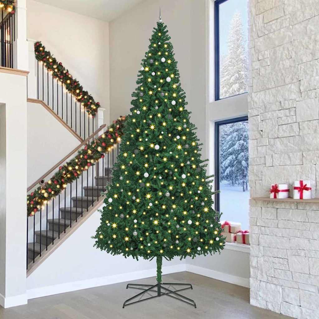 Kerstboom met decoratieve slingerlichten Groen 400 cm PVC is nu te koop bij PeponiXL, paradijselijk wonen!