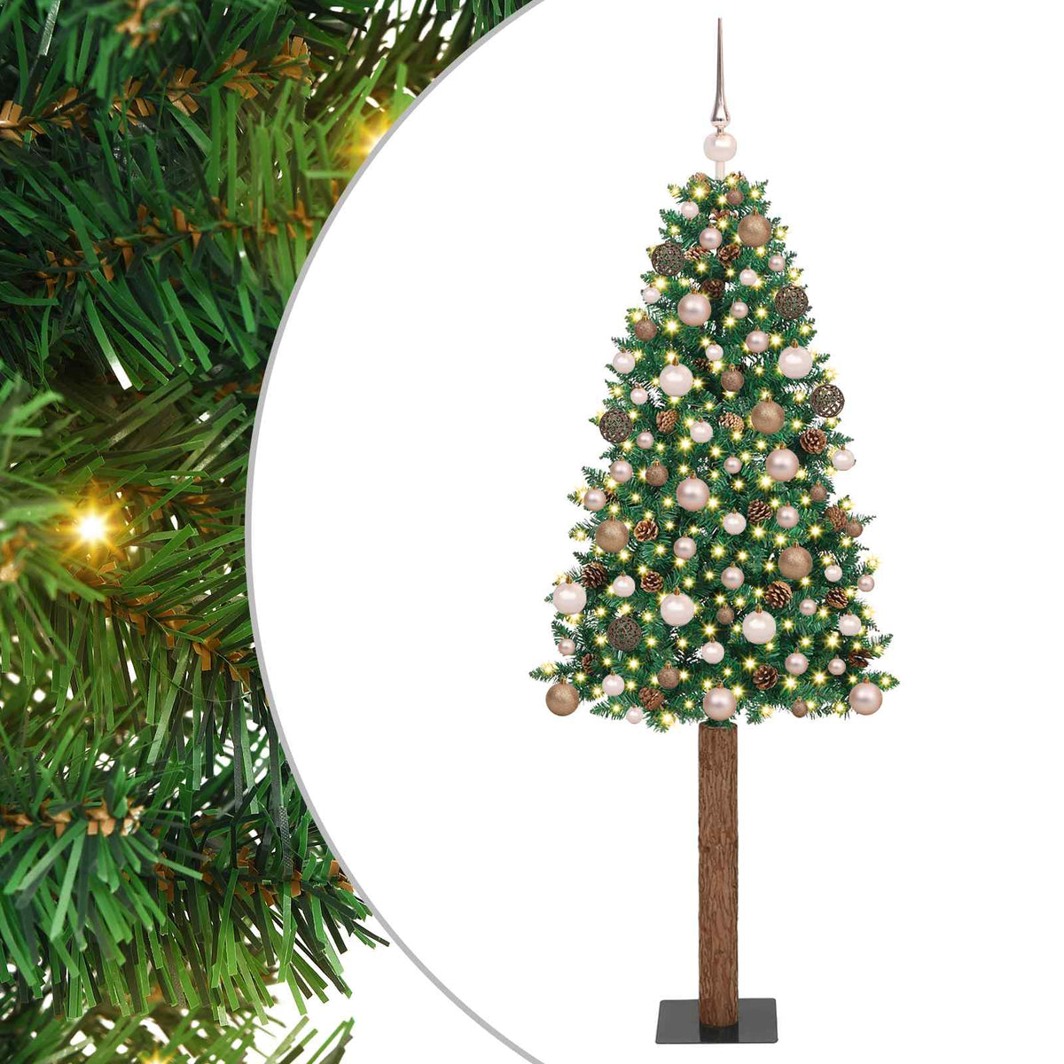 Slanke Kerstboom Groen 180 cm PVC en massief dennenhout is nu te koop bij PeponiXL, paradijselijk wonen!