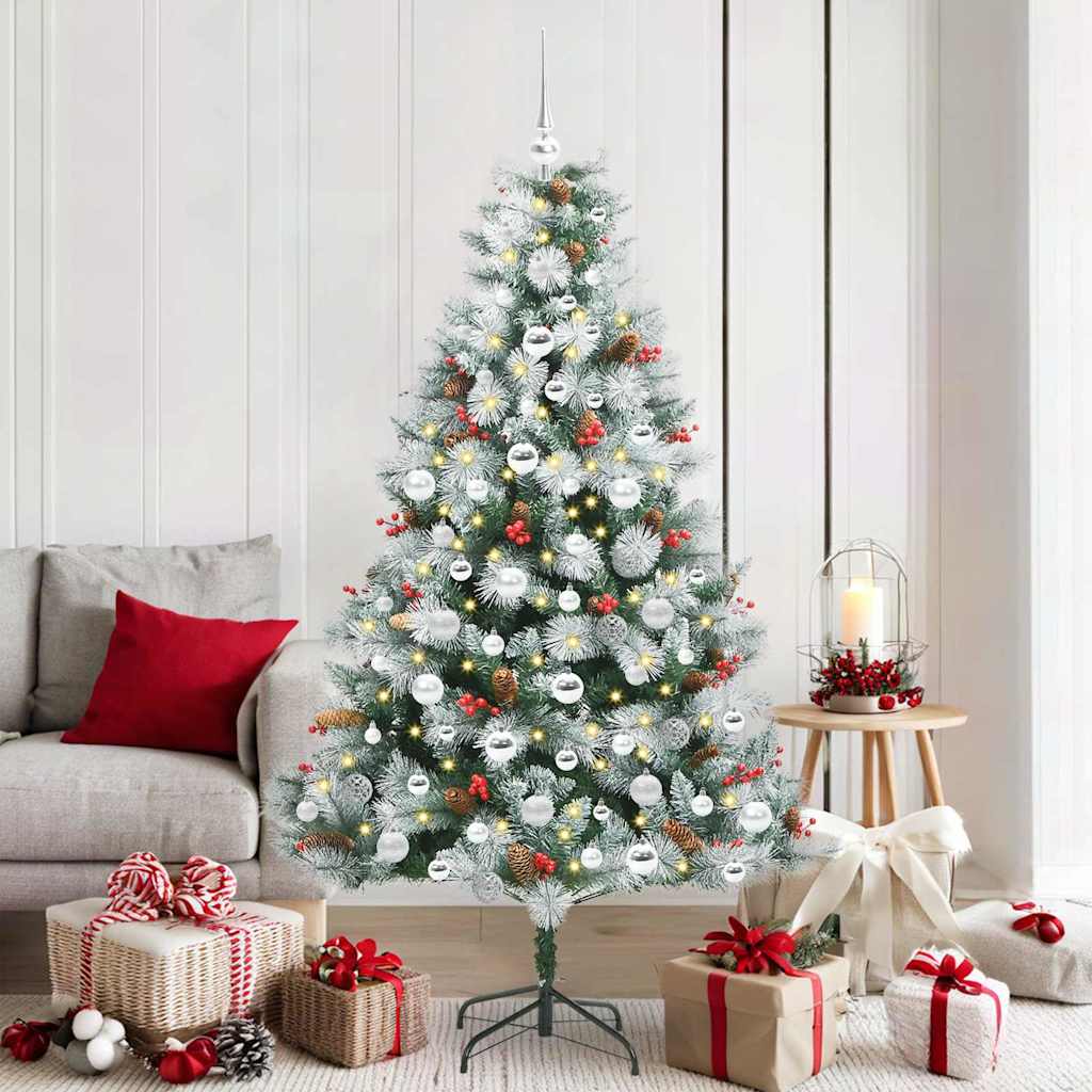 Kunstkerstboom Groen en wit 180 cm PVC en Metaal en Plastic is nu te koop bij PeponiXL, paradijselijk wonen!