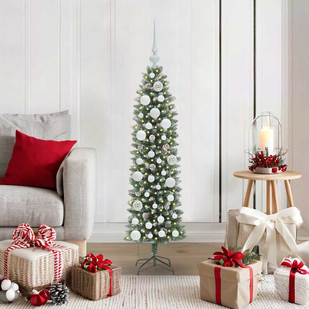 Kunstmatige slanke kerstboom met 150 LED Groen en Wit 120 cm is nu te koop bij PeponiXL, paradijselijk wonen!