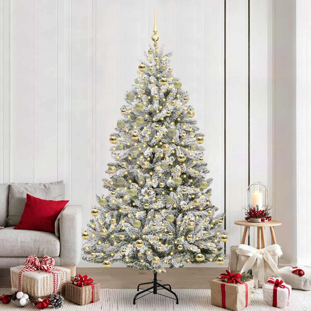 Kunstkerstboom 210 cm 300 LED's Warmwit PVC en staal is nu te koop bij PeponiXL, paradijselijk wonen!