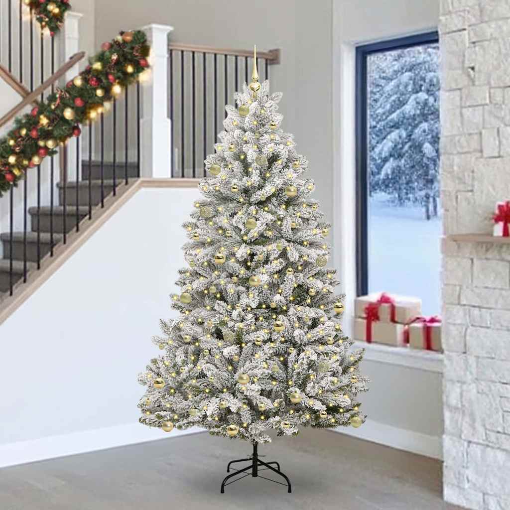 Kunstmatige Inklapbare Kerstboom 240 cm 300 LED's Warmwit PVC is nu te koop bij PeponiXL, paradijselijk wonen!
