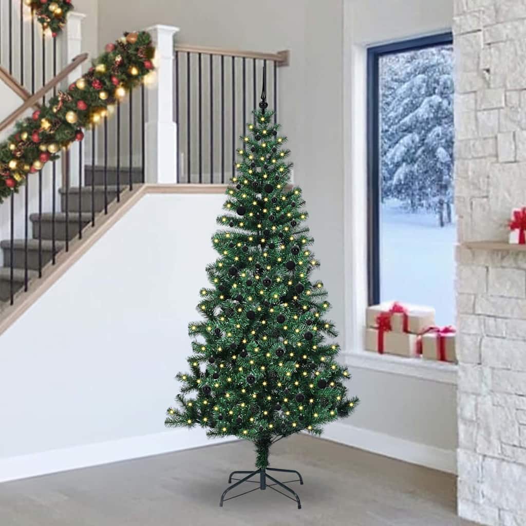 Kunstmatig Voorverlicht Kerstboom Groen 240 cm PVC en Metaal is nu te koop bij PeponiXL, paradijselijk wonen!