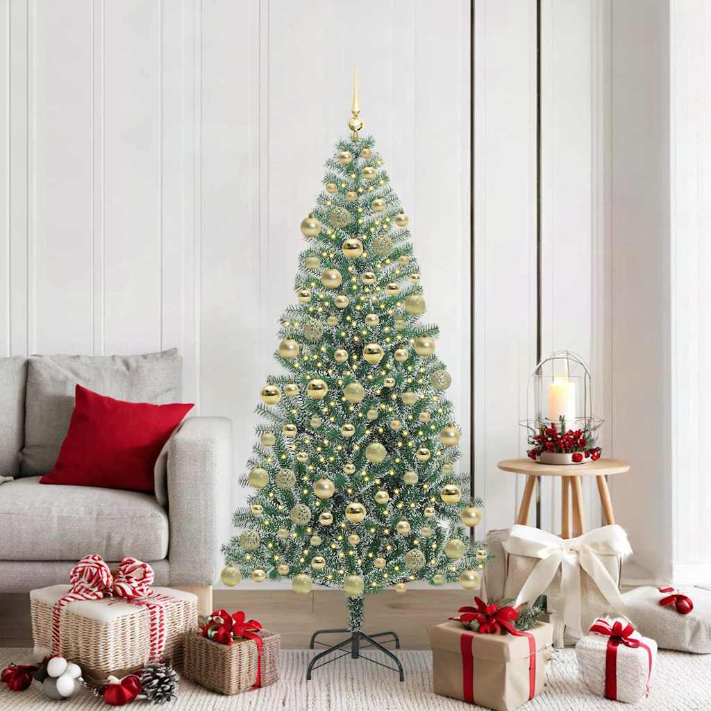Kunstmatige Kerstboom Sneeuw Gevlochten met LED Licht 180 cm is nu te koop bij PeponiXL, paradijselijk wonen!
