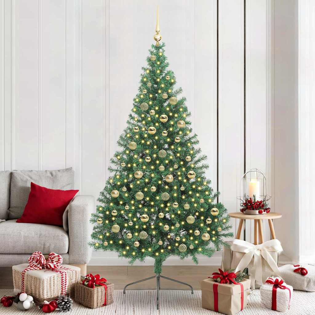 Kunstmatig Voorverlicht Kerstboom met 300 LED Groen 210 cm PVC is nu te koop bij PeponiXL, paradijselijk wonen!