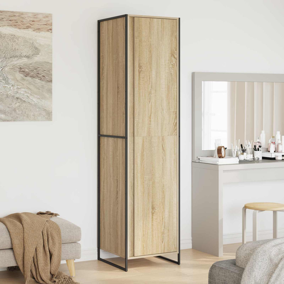 Warderobe met opslag 2 pcs Sonoma 50 x 50 x 200 cm Bewerkt hout is nu te koop bij PeponiXL, paradijselijk wonen!