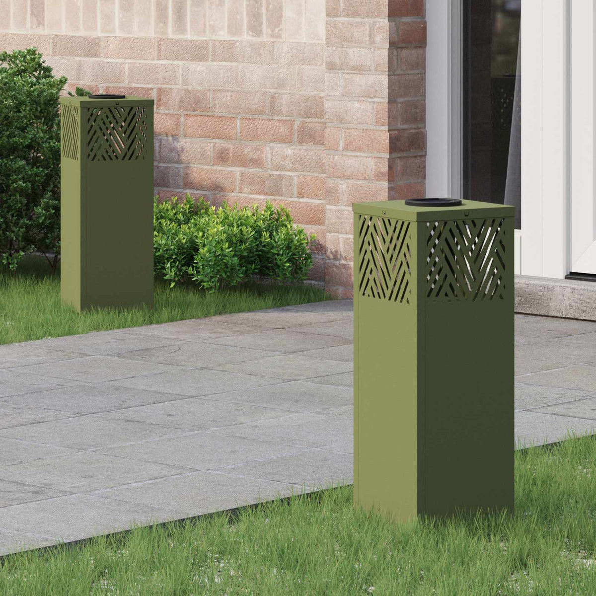 Solar LED Pad Licht 2 pcs Olijf Groen Koudgewalst staal is nu te koop bij PeponiXL, paradijselijk wonen!