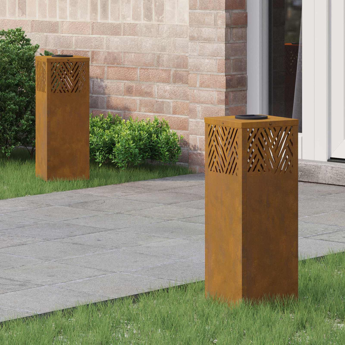 Solar LED Pad Licht 2 pcs Brons Cortenstaal is nu te koop bij PeponiXL, paradijselijk wonen!