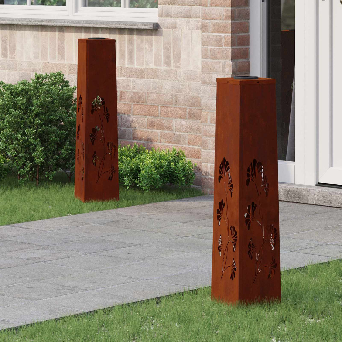 Solar LED Pad Licht 2 pcs Roestig Cortenstaal is nu te koop bij PeponiXL, paradijselijk wonen!