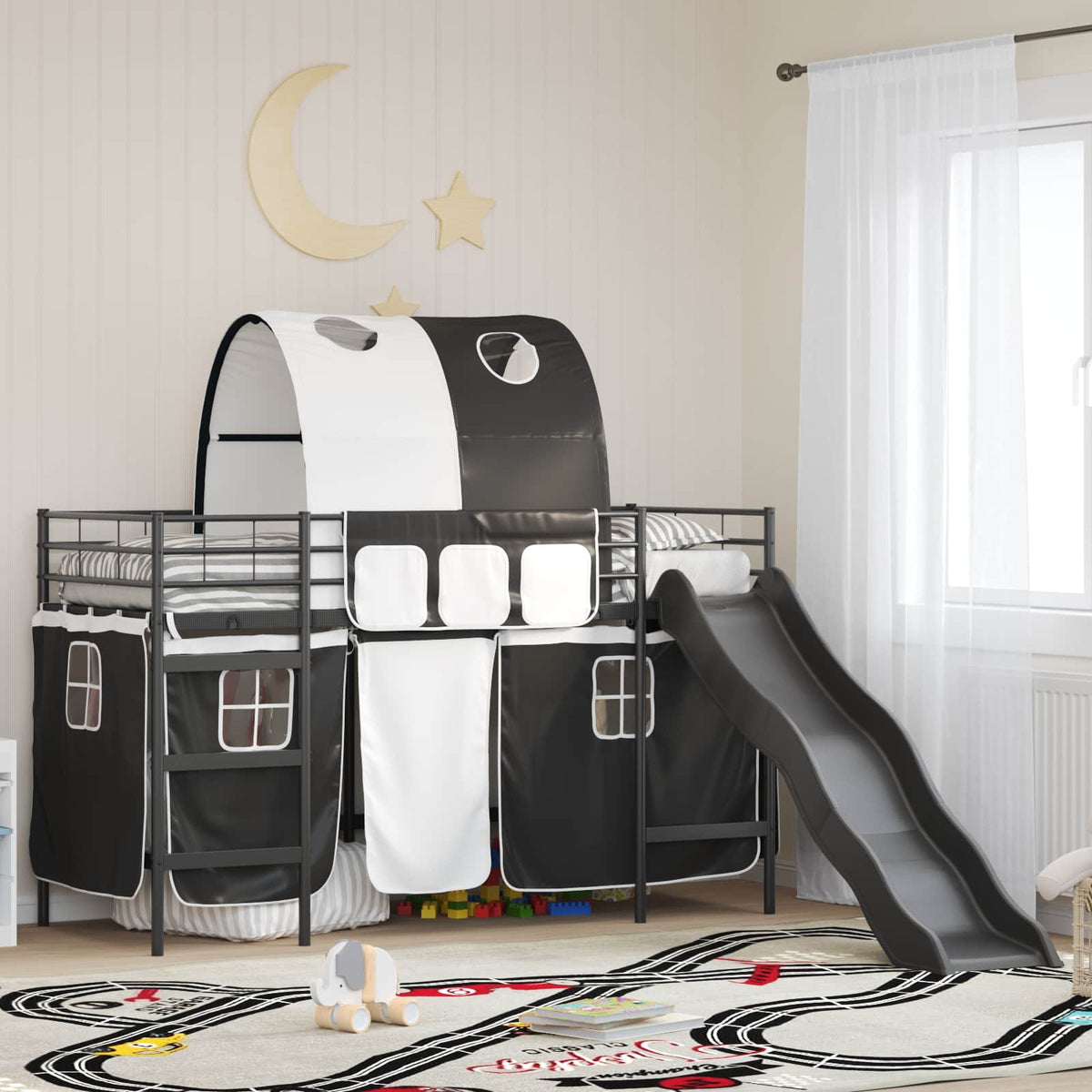 Loftbed voor Kids Zwart 90 x 190 cm Metaal is nu te koop bij PeponiXL, paradijselijk wonen!
