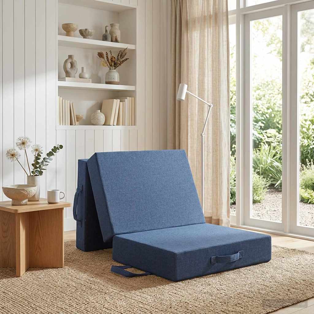 Vouwbare Bankbed 90 x 63 x 45 cm Blauw is nu te koop bij PeponiXL, paradijselijk wonen!