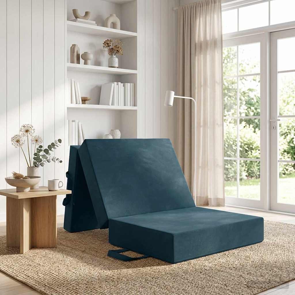 Vouwbare Bankbed 90 x 63 x 45 cm Blauw is nu te koop bij PeponiXL, paradijselijk wonen!