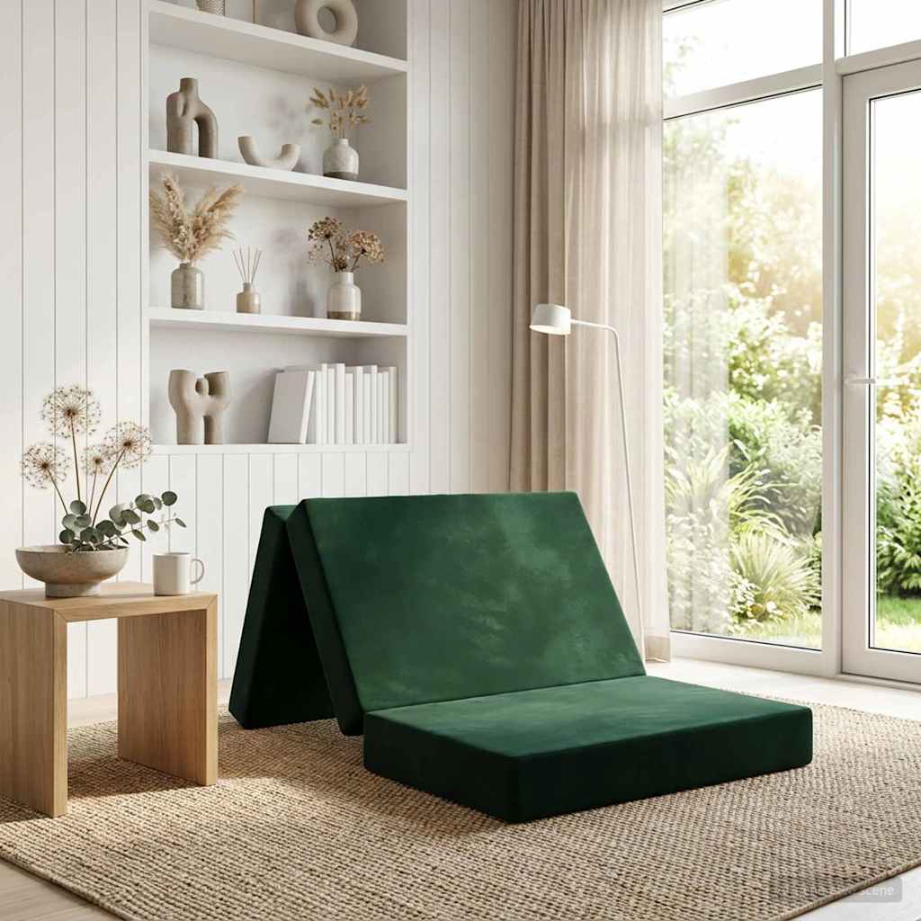 Vouwbare Bankbed 90 x 67 x 45 cm Donkergroen is nu te koop bij PeponiXL, paradijselijk wonen!