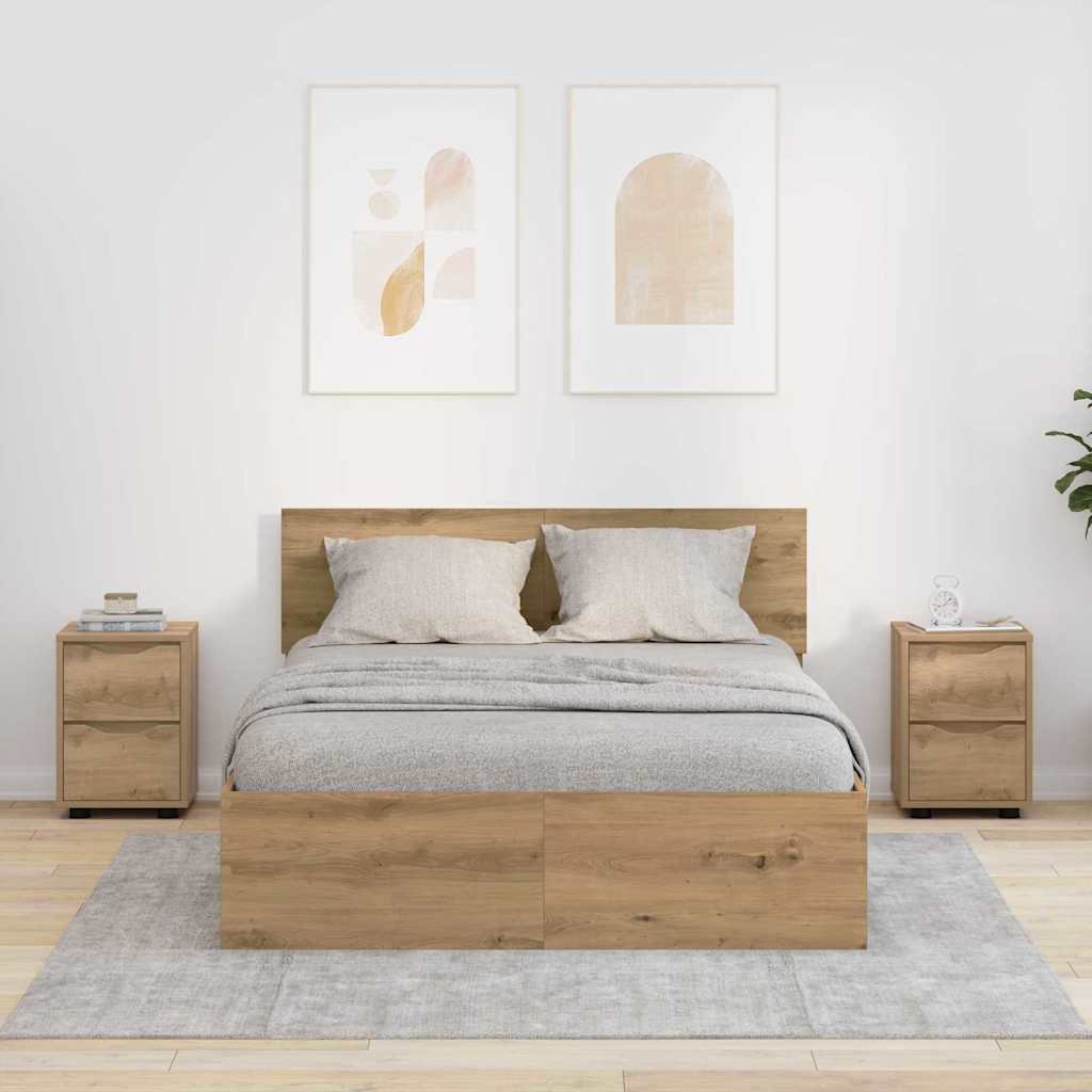 Nachtkastjes 2 pcs Artisan Eiken 30,5 x 30 x 43 cm Bewerkt hout is nu te koop bij PeponiXL, paradijselijk wonen!