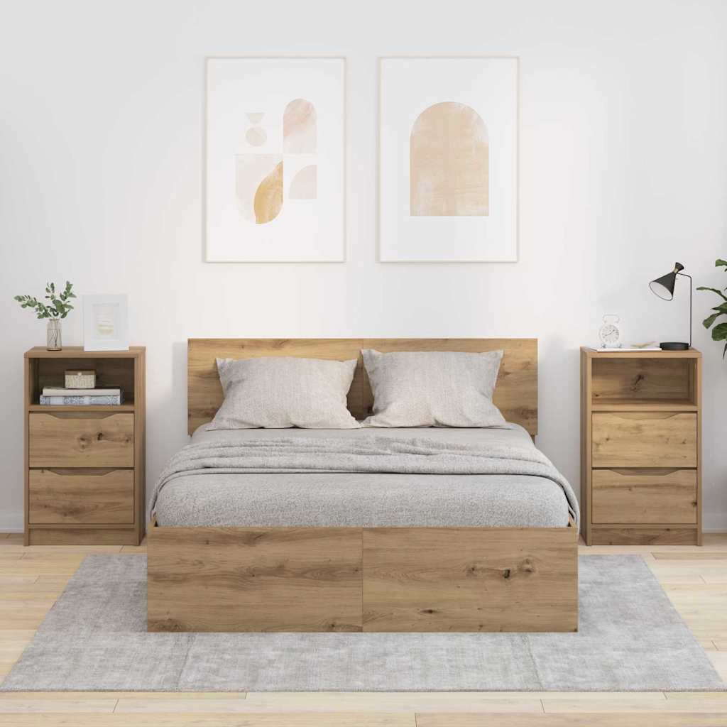 Nachtkastjes 2 pcs Artisan Eiken 40 x 30 x 467 cm Bewerkt hout is nu te koop bij PeponiXL, paradijselijk wonen!