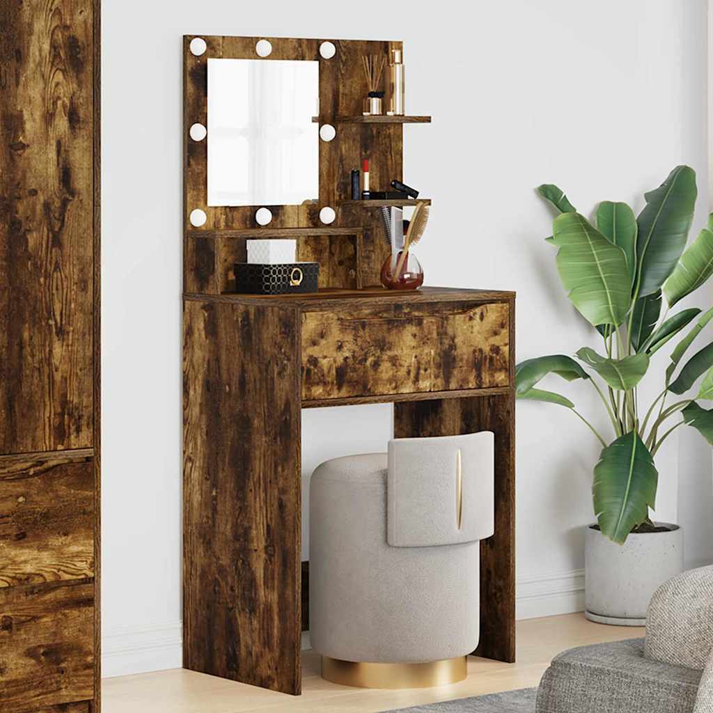 Slaapkamer Kaptafels met lade Gerookt eiken 80 x 39,6 x 135 cm is nu te koop bij PeponiXL, paradijselijk wonen!