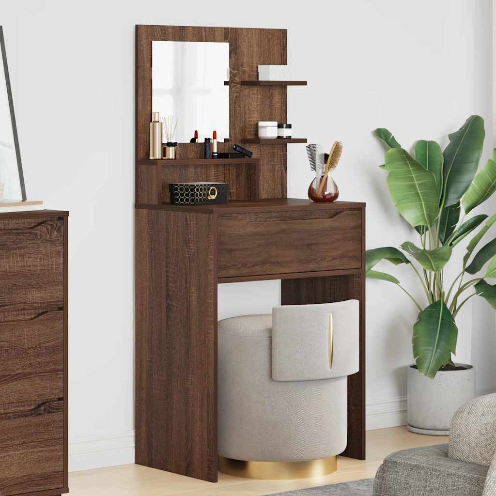 Slaapkamer Kaptafels met lade Bruin Eiken 80 x 39,6 x 135 cm is nu te koop bij PeponiXL, paradijselijk wonen!