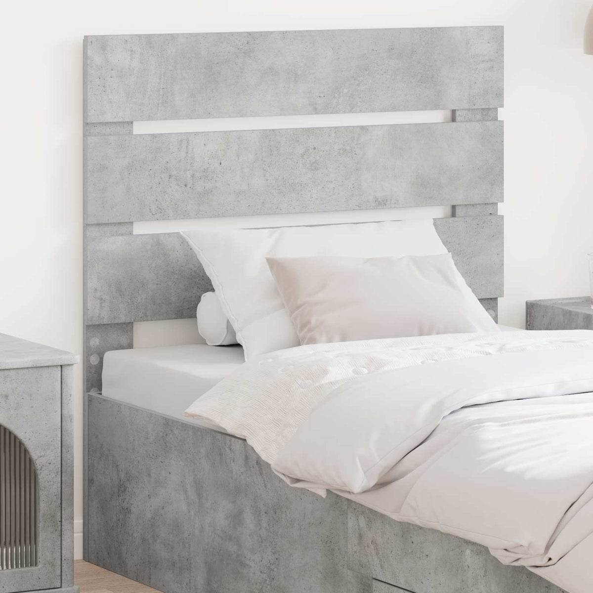 Hoofdbord Beton Grijs Bewerkt hout is nu te koop bij PeponiXL, paradijselijk wonen!
