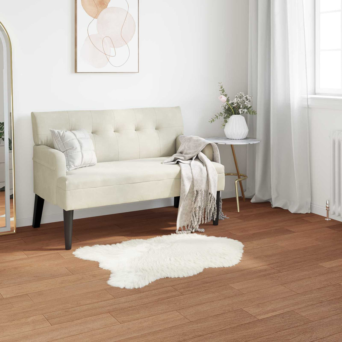 Tapijt van imitatie TAFALLA Wit 60 x 90 cm Polyester is nu te koop bij PeponiXL, paradijselijk wonen!