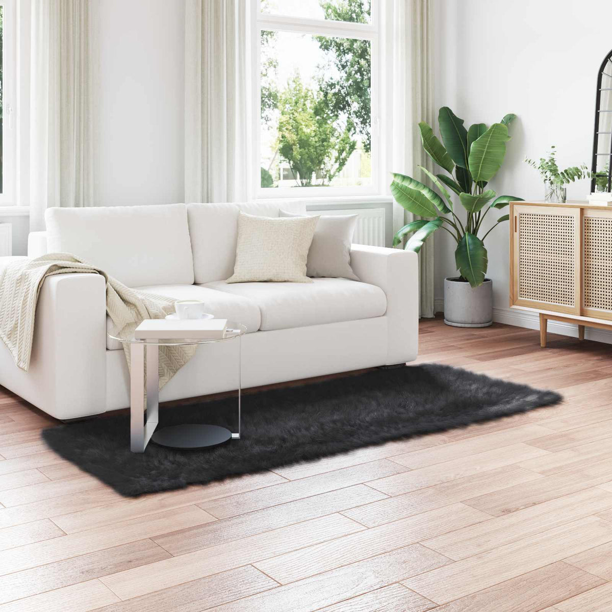 Tapijt van imitatie TAFALLA Zwart 100 x 200 cm Polyester is nu te koop bij PeponiXL, paradijselijk wonen!
