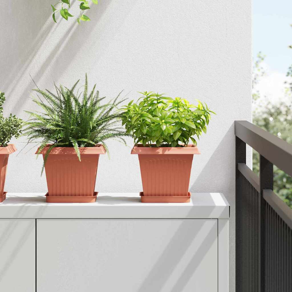 Vierkante Bloempot 6 pcs Baksteenrood 20 x 20 x 16 cm Kunststof is nu te koop bij PeponiXL, paradijselijk wonen!
