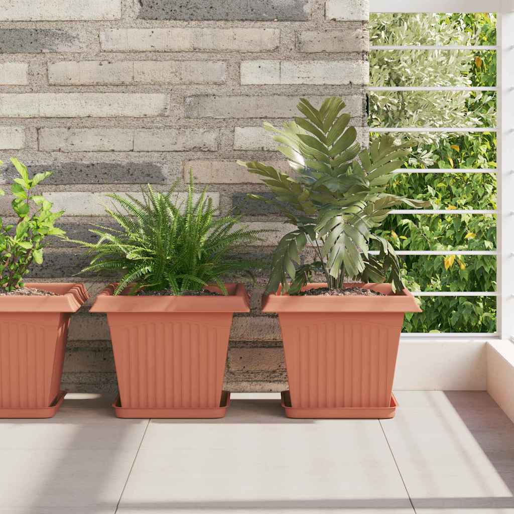 Vierkante Bloempot 6 pcs Baksteenrood 28,5 x 28,5 x 22 cm is nu te koop bij PeponiXL, paradijselijk wonen!