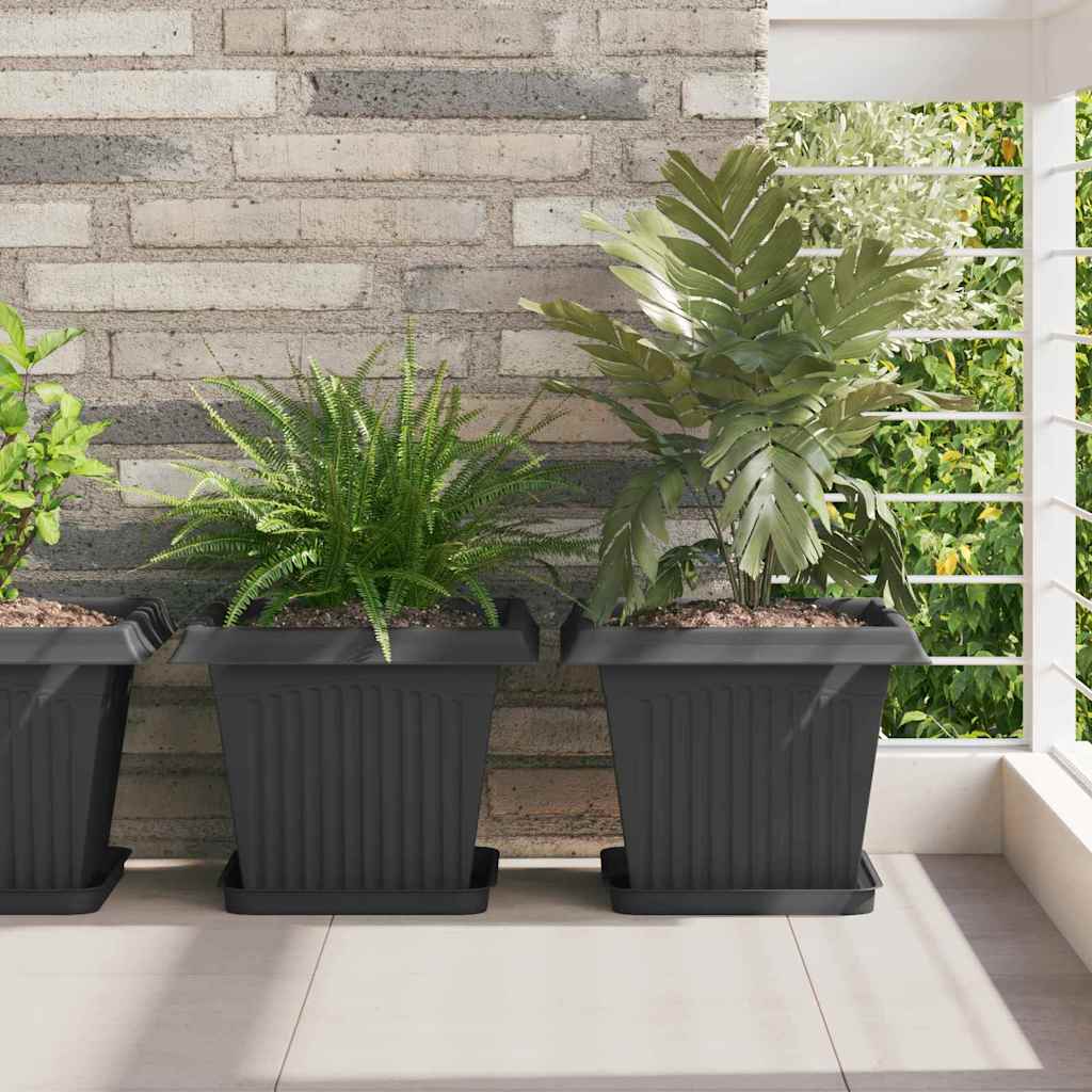 Vierkante Bloempot 6 pcs Zwart 33 x 33 x 26 cm Kunststof is nu te koop bij PeponiXL, paradijselijk wonen!