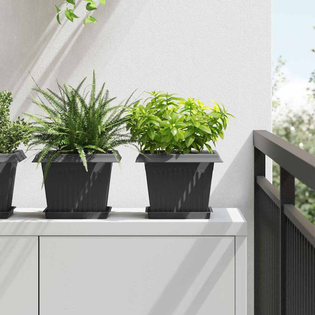 Vierkante Bloempot 24 pcs Zwart 23 x 23 x 17,5 cm Kunststof is nu te koop bij PeponiXL, paradijselijk wonen!