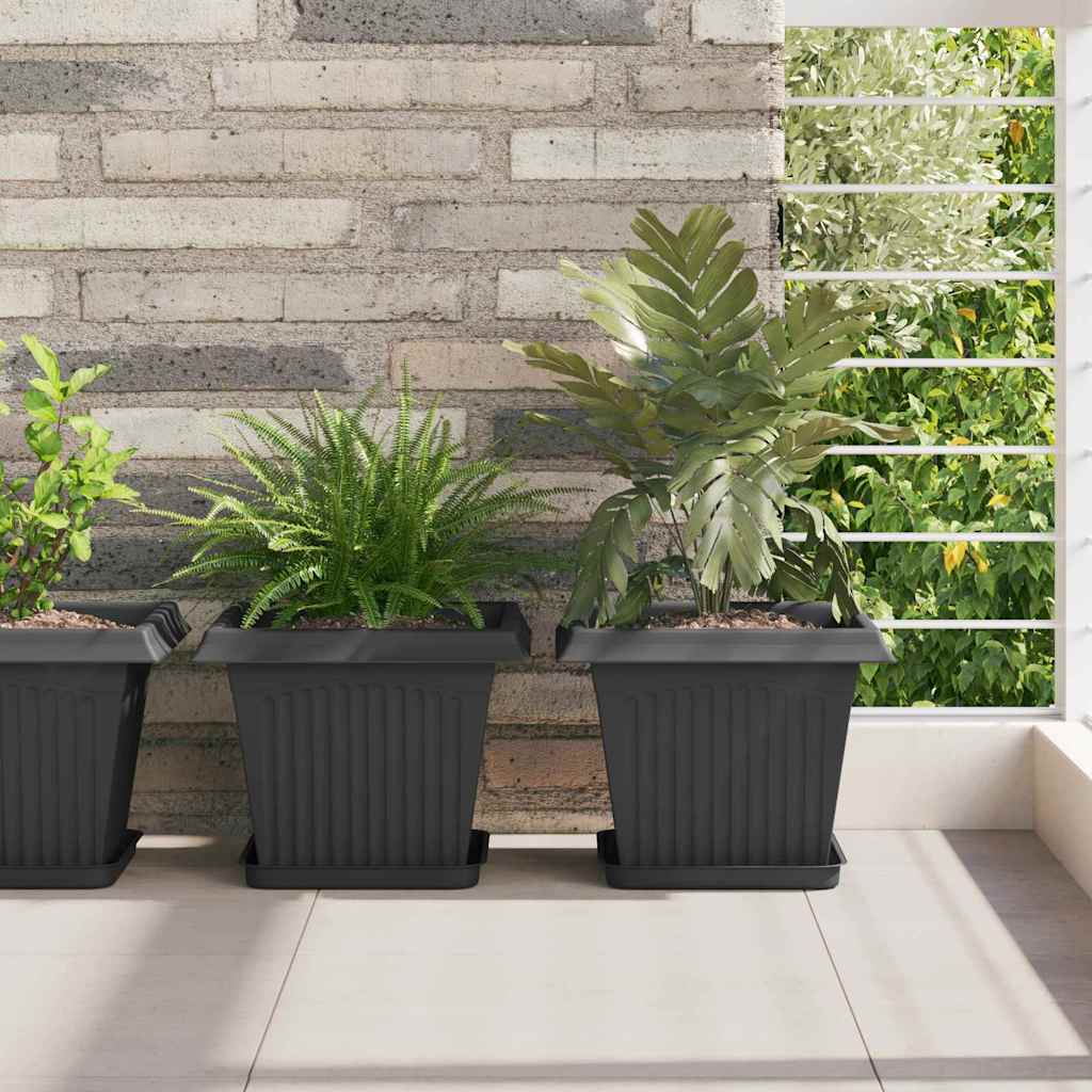 Vierkante Bloempot 24 pcs Zwart 28,5 x 28,5 x 22 cm Kunststof is nu te koop bij PeponiXL, paradijselijk wonen!